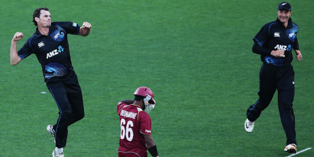 Kyle Mills doesn't expect to be jumping for joy at the batsmen-friendly McLean Park on Sunday. Photo / Getty