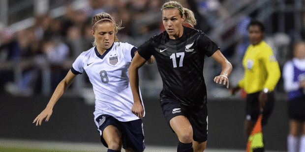 Hannah Wilkinson's early goal wasn't enough to save the Football Ferns from defeat against Switzerland. Photo / Getty