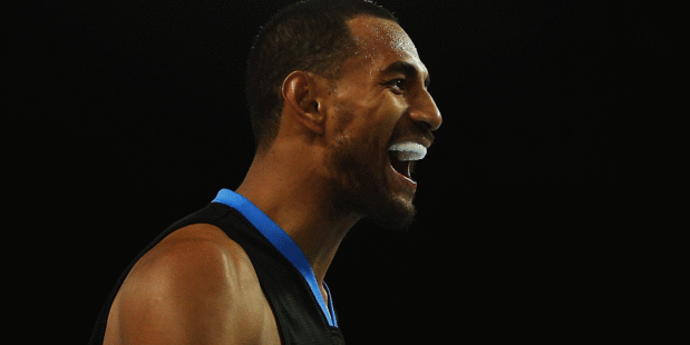 Mika Vukona began the Breakers' clash with Melbourne in beast mode, almost managing a first-half double-double. Photo / Getty