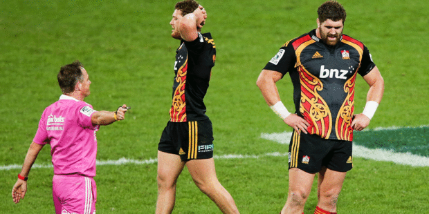 The Chiefs were left dejected after their fifth loss of the season threw their title defence into real doubt. Photo / Getty