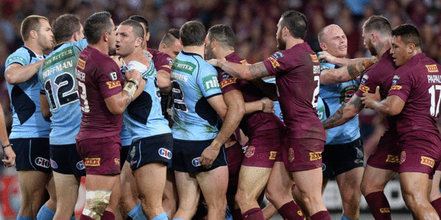 Queensland and New South Wales clash during game one of the State of Origin in Brisbane. Photo / Getty