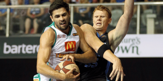 Gary Wilkinson battles for the ball during the Breakers' clash with the Crocs. Photo / Getty