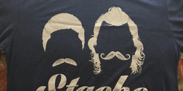 'Stache Brothers' Steven Adams and Enes Kanter's glorious mustaches have their own T-shirt. Photo / Twitter.
