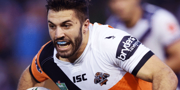 New Blues fullback James Tedesco in action for Wests Tigers. Photo / Getty Images.