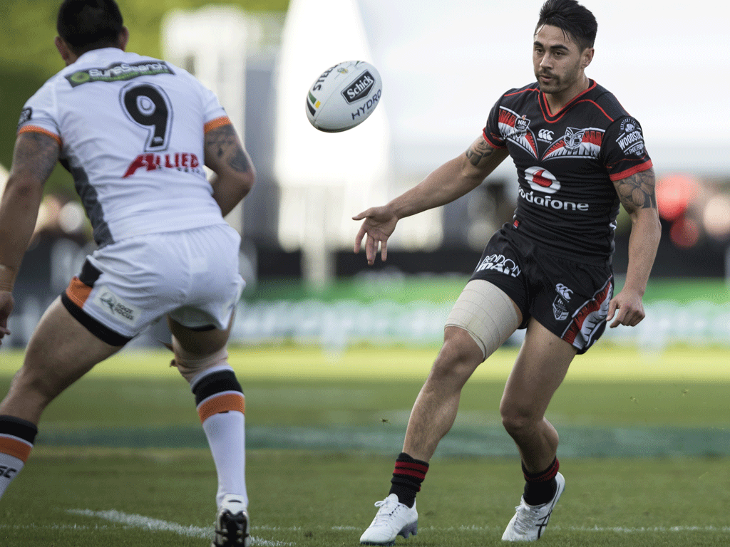 Johnson has been troubled by a quad strain in his right leg since the Warriors round 14 win over Newcastle. Photo / Dean Purcell NZ Herald.