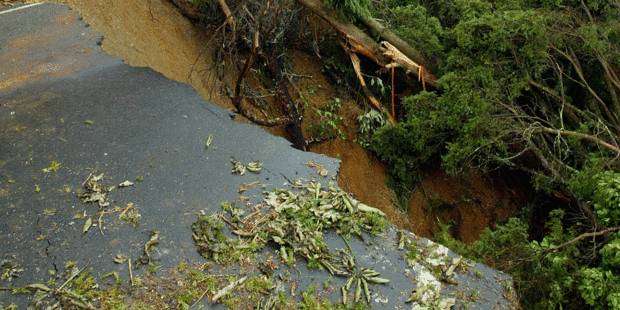 The slip that closed Helena Bay Rd in 2007.