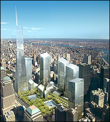 Artwork of the Freedom Tower which will be built at Ground Zero in New York City. Artwork of the Freedom Tower which will be built at Ground Zero in New York City.