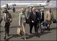 UN ambassadors flew to Ethiopia after talks with the government in Khartoum. Picture / Reuters. UN ambassadors flew to Ethiopia after talks with the government in Khartoum. Picture / Reuters.