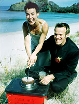 Anita McNaught and Olaf Wiig on their wedding day in the Coromandel. Anita McNaught and Olaf Wiig on their wedding day in the Coromandel.