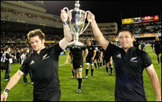 Richie McCaw (left) and Kevin Mealamu with the Tri Nations Trophy. Jeff Brass / Getty Images Richie McCaw (left) and Kevin Mealamu with the Tri Nations Trophy. Jeff Brass / Getty Images