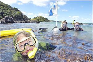 Samara Sutherland (front), Josh Sayer and Sam Metcalfe are keen spear-fishers but can see the benefits of marine reserves. Picture / John Stone Samara Sutherland (front), Josh Sayer and Sam Metcalfe are keen spear-fishers but can see the benefits of marine reserves. Picture / John Stone