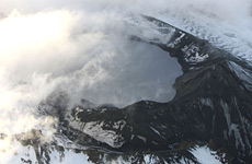 The crater lake of Mount Ruapehu showing the path the Lahar took ( bottom left). Photo / Getty Images The crater lake of Mount Ruapehu showing the path the Lahar took ( bottom left). Photo / Getty Images