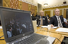Rick Ellis, right, with head of Maori programmes Whai Ngata at the select committee hearing yesterday. Photo / Mark Mitchell Rick Ellis, right, with head of Maori programmes Whai Ngata at the select committee hearing yesterday. Photo / Mark Mitchell