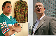 Jonathon Fatu (left) and John Kirwan live in two different worlds, but both have helped fellow New Zealanders in need. Photo / Martin Sykes (left), Getty Images Jonathon Fatu (left) and John Kirwan live in two different worlds, but both have helped fellow New Zealanders in need. Photo / Martin Sykes (left), Getty Images
