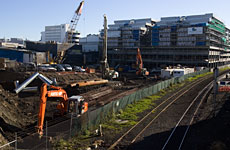 The Queen's Lodge is complete and the foundation is being laid for King's Square. Photo / Paul Estcourt The Queen's Lodge is complete and the foundation is being laid for King's Square. Photo / Paul Estcourt