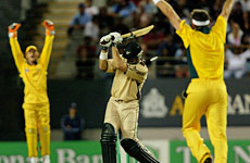 Stephen Fleming is bowled by Australian Michael Kasprowicz in a Twenty/20 match at Eden Park back in February 2005. Photo / Kenny Rodger Stephen Fleming is bowled by Australian Michael Kasprowicz in a Twenty/20 match at Eden Park back in February 2005. Photo / Kenny Rodger