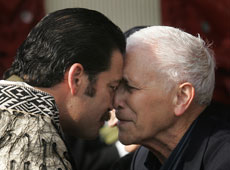 Corporal Willie Apiata, VC, is welcomed home at Te Kaha Marae. Photo / Alan Gibson Corporal Willie Apiata, VC, is welcomed home at Te Kaha Marae. Photo / Alan Gibson