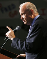 Former U.S. Senator Fred Thompson formally announced his run for the White House online and in a television interview yesterday. Photo / Reuters Former U.S. Senator Fred Thompson formally announced his run for the White House online and in a television interview yesterday. Photo / Reuters