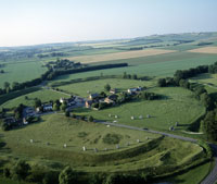 The village of Avebury within the largest prehistoric stone ring in the world, partly hewn from the stones themselves The village of Avebury within the largest prehistoric stone ring in the world, partly hewn from the stones themselves