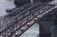 The Auckland Harbour Bridge is suffering from the load of heavy trucks. Photo / Kenny Rodger The Auckland Harbour Bridge is suffering from the load of heavy trucks. Photo / Kenny Rodger