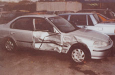 This car collided with a police van on Mt Eden road. This car collided with a police van on Mt Eden road.