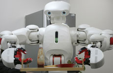 Helpful robot Twendy-One makes breakfast. Photo / Reuters Helpful robot Twendy-One makes breakfast. Photo / Reuters