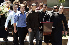 Jacob Gosche, centre, was among pallbearers at his brother's funeral service. Jacob Gosche, centre, was among pallbearers at his brother's funeral service.