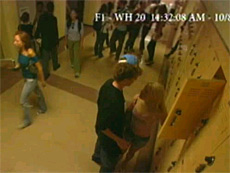 'Look' is filmed from the surveillance camera's point of view. 'Look' is filmed from the surveillance camera's point of view.