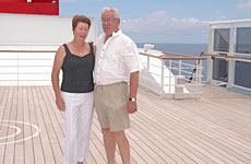 Susan and Peter Gleeson on the luxury liner. Susan and Peter Gleeson on the luxury liner.
