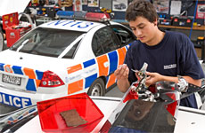 Technician Brad Lathorpe outfits a new police car at Nautech's factory in East Tamaki. Photo / Paul Estcourt Technician Brad Lathorpe outfits a new police car at Nautech's factory in East Tamaki. Photo / Paul Estcourt