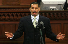 New York governor David Paterson met with reporters just hours after his swearing in to discuss his chequered marital history. Photo / Reuters New York governor David Paterson met with reporters just hours after his swearing in to discuss his chequered marital history. Photo / Reuters