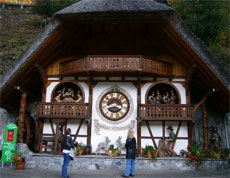 A giant cuckoo clock the size of a house welcomes visitors to the House of Black Forest Clocks. Photo / Jim Eagles A giant cuckoo clock the size of a house welcomes visitors to the House of Black Forest Clocks. Photo / Jim Eagles