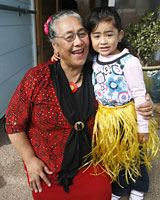 Maile Loloa can practice teaching with granddaughter Sepa. Photo / Glenn Jeffrey Maile Loloa can practice teaching with granddaughter Sepa. Photo / Glenn Jeffrey