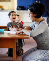 Marcus Haliday, 4, with Danelle Raharaha at the Puhinui Rd kohanga. Photo / Greg Bowker Marcus Haliday, 4, with Danelle Raharaha at the Puhinui Rd kohanga. Photo / Greg Bowker