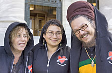 Sue Bradford, Metiria Turei and Nandor Tanczos donned hoodies to support Youth Week. Photo / Mark Mitchell Sue Bradford, Metiria Turei and Nandor Tanczos donned hoodies to support Youth Week. Photo / Mark Mitchell