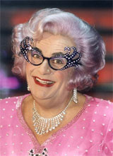 Barry Humphries as Dame Edna. Barry Humphries as Dame Edna.