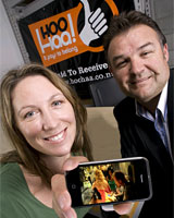 Kimberly Clark's Tania Gluyas and HooHaa's Brian Hawker display the video ad. Kimberly Clark's Tania Gluyas and HooHaa's Brian Hawker display the video ad.