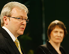 Kevin Rudd and Helen Clark in Auckland yesterday. Photo / Greg Bowker Kevin Rudd and Helen Clark in Auckland yesterday. Photo / Greg Bowker