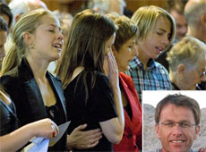 The Hemmings family sings a hymn at the Holy Trinity Cathedral, and inset, Austin Hemmings. Photo / Dean Purcell The Hemmings family sings a hymn at the Holy Trinity Cathedral, and inset, Austin Hemmings. Photo / Dean Purcell