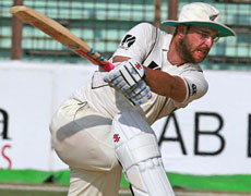 Daniel Vettori led New Zealand's run chase with a resolute 76. Photo / AP Daniel Vettori led New Zealand's run chase with a resolute 76. Photo / AP