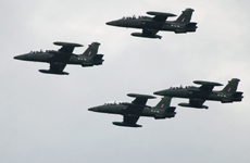 A group of four Aermacchi jet trainers. Photo / John Cowpland A group of four Aermacchi jet trainers. Photo / John Cowpland