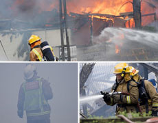 Firefighters battle huge flames and smoke at a Mitre 10 store in Onehunga last night. Photos / Dean Purcell / Supplied Firefighters battle huge flames and smoke at a Mitre 10 store in Onehunga last night. Photos / Dean Purcell / Supplied