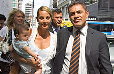Tea Ropati leaves court with wife Vanessa and their baby after Thursday's not guilty verdicts. Photo / Paul Estcourt Tea Ropati leaves court with wife Vanessa and their baby after Thursday's not guilty verdicts. Photo / Paul Estcourt