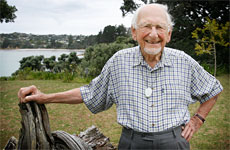 Horace Mayes enjoys beautiful scenes of Waiheke Island from his family's clifftop home. Photo / Greg Bowker Horace Mayes enjoys beautiful scenes of Waiheke Island from his family's clifftop home. Photo / Greg Bowker