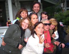 Me, with a bevy of Finnish women. Photo / Matt Kennedy-Good Me, with a bevy of Finnish women. Photo / Matt Kennedy-Good