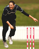 New Zealand coach Gary Stead says Nicola Browne is one of three seamers hitting the pitch harder and creating more chances. Photo / Getty Images New Zealand coach Gary Stead says Nicola Browne is one of three seamers hitting the pitch harder and creating more chances. Photo / Getty Images