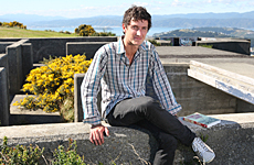 Author Alex Hedley in front of WWII gun emplacements overlooking Wellington. Photo / Mark Mitchell Author Alex Hedley in front of WWII gun emplacements overlooking Wellington. Photo / Mark Mitchell