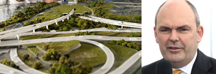 A model of the Waterview tunnel option, which Transport Minister Steven Joyce yesterday announced had been dropped. Photos / Martin Sykes A model of the Waterview tunnel option, which Transport Minister Steven Joyce yesterday announced had been dropped. Photos / Martin Sykes