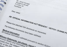 The police evidence released under the Official Information Act. Photo / Martin Sykes The police evidence released under the Official Information Act. Photo / Martin Sykes