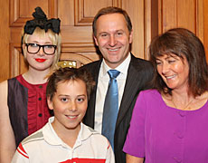 John Key with daughter Stephie, son Max and wife Bronagh. The PM worries about P becoming a part of his children's lives. Photo / Mark Mitchell John Key with daughter Stephie, son Max and wife Bronagh. The PM worries about P becoming a part of his children's lives. Photo / Mark Mitchell